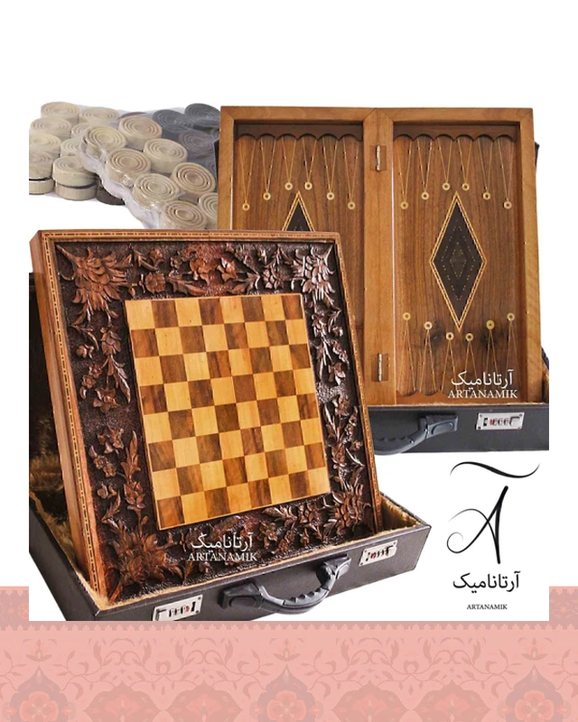 تخته نرد و شطرنج منبت کاری - بدون کیف