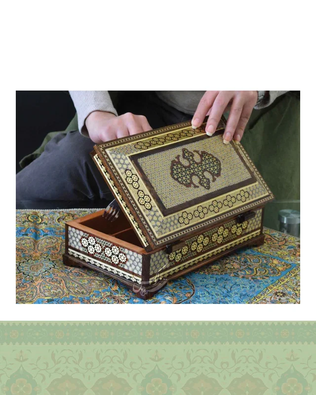 ارسال و فروش جاکاردو چنگال خاتم کاری گلدار در خارج از کشور