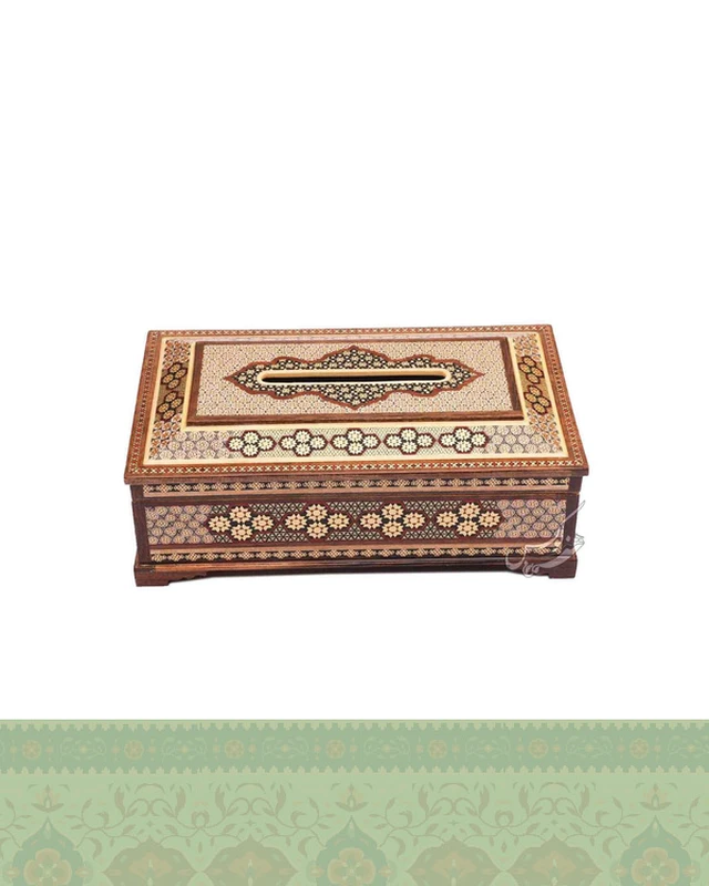 جعبه دستمال کاغذی خاتم کاری چهارگل