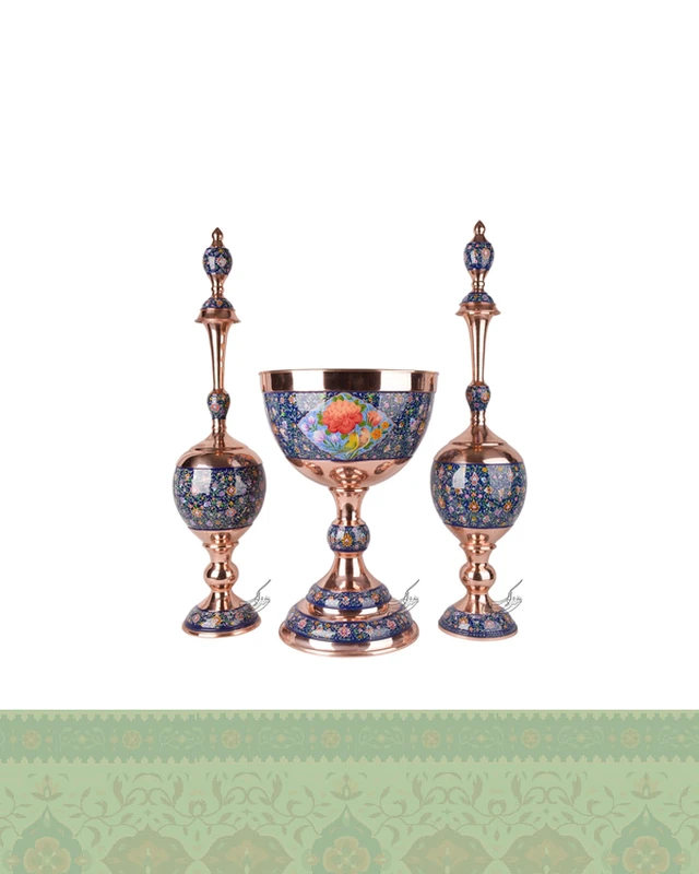 سرویس دکوری مس و مینا نقاشی سایز سوپر