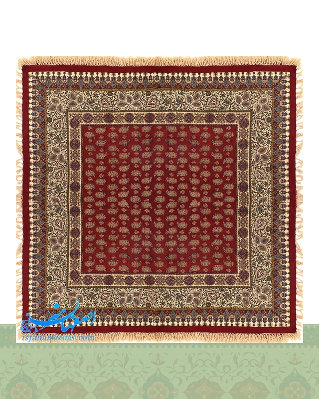 سفره قلمکار صادراتی زمینه زرشکی ابعاد 120×120 سانتیمتر