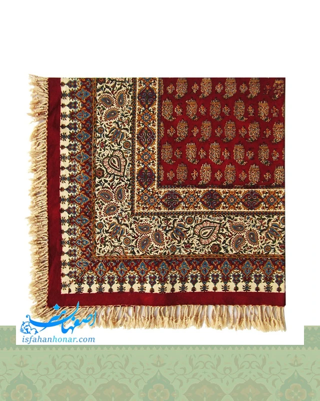رومیزی قلمکار رنگ زرشکی سایز یک متری