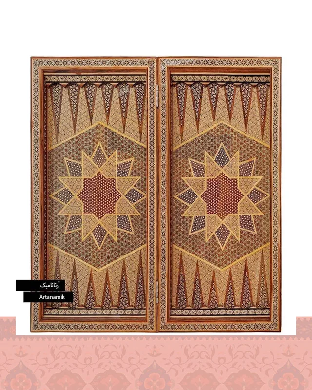 خرید تخته نرد خاتم کاری شده رو گرد گره چینی  ارزی