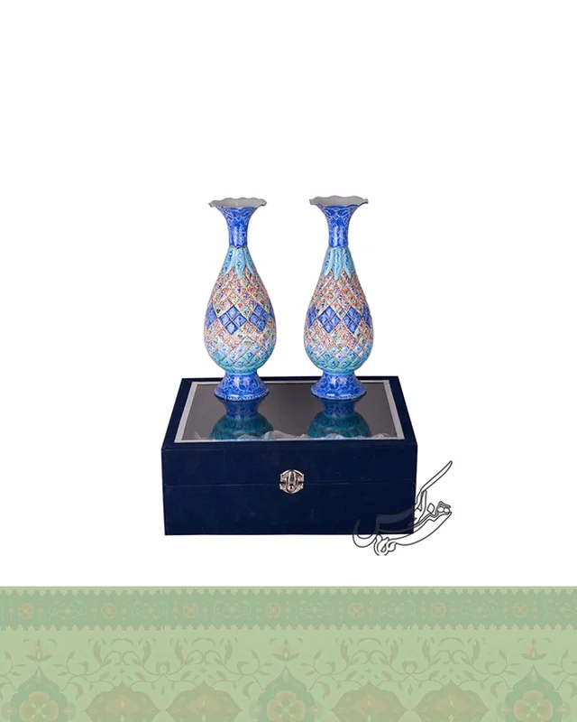 ارسال و فروش گلدان میناکاری 25 سانتی بسته دو عددی در خارج از کشور