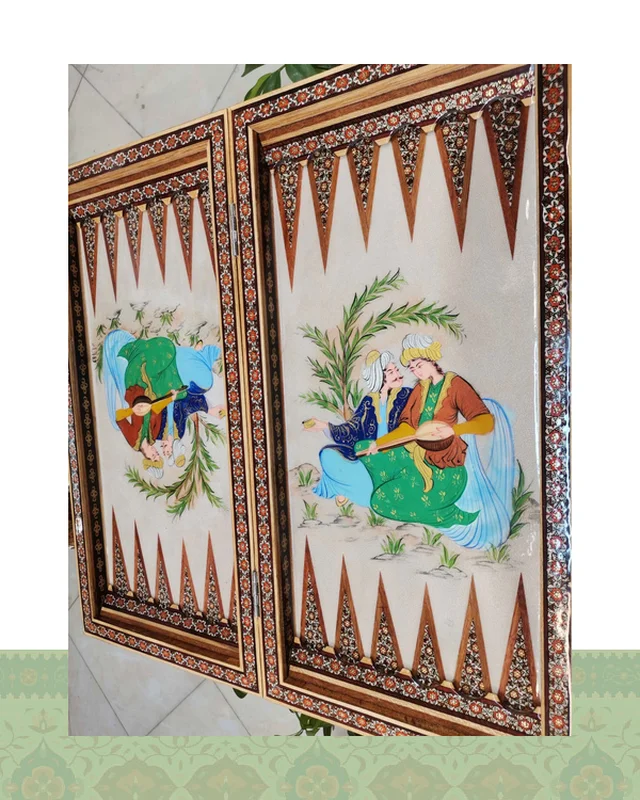 خرید تخته نرد و شطرنج خاتم و نقاشی چهره از ایران