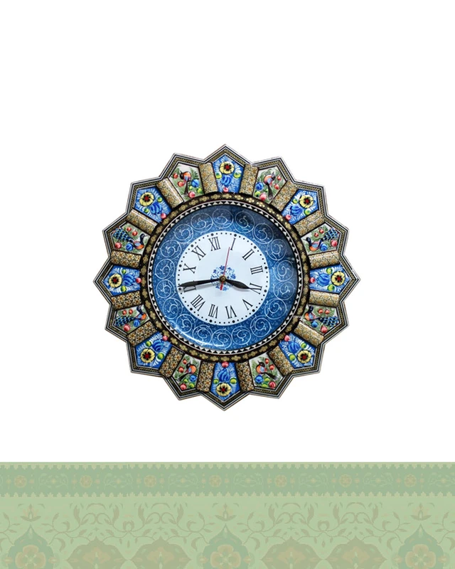 ساعت دیواری خاتم کاری مدل خورشیدی سایز بزرگ