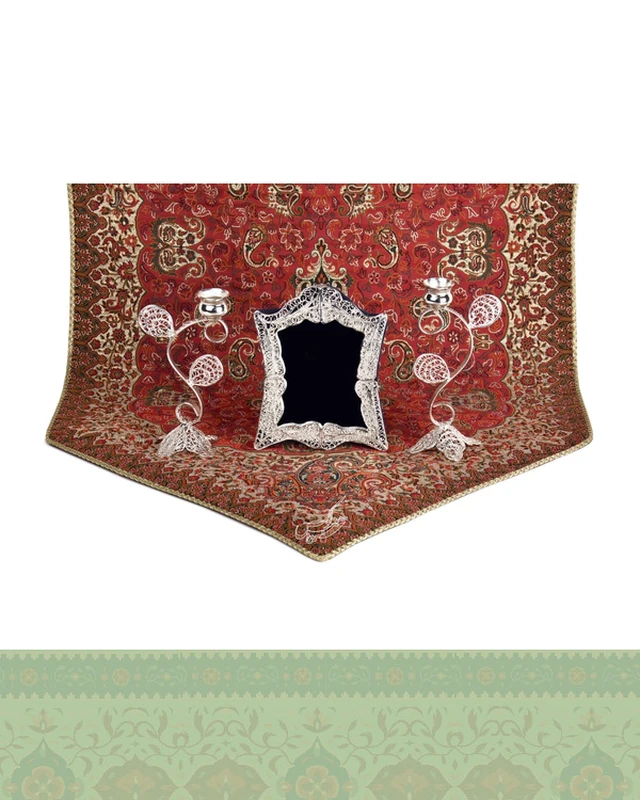 ست آینه و شمعدان ملیله کاری کوچک