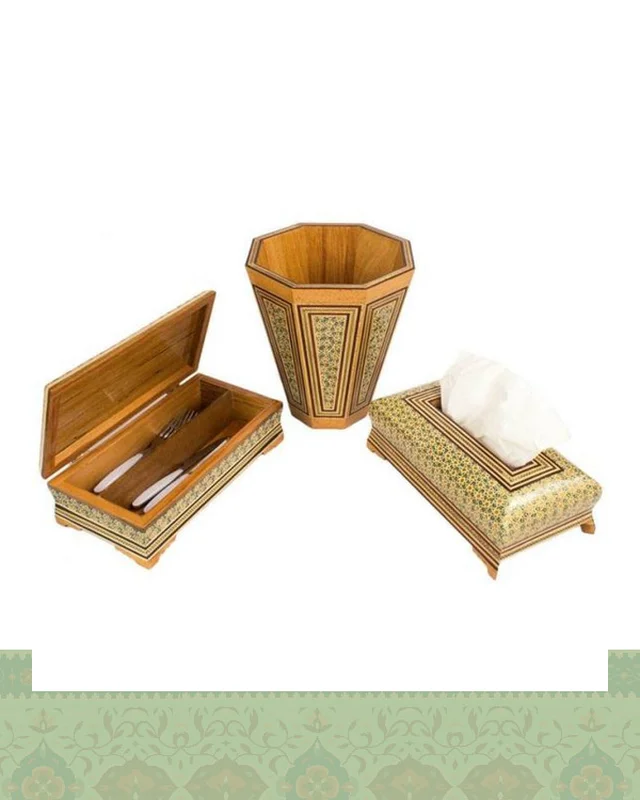 ست سطل و جعبه دستمال کاغذی و جا کارد و چنگال در دیارلند