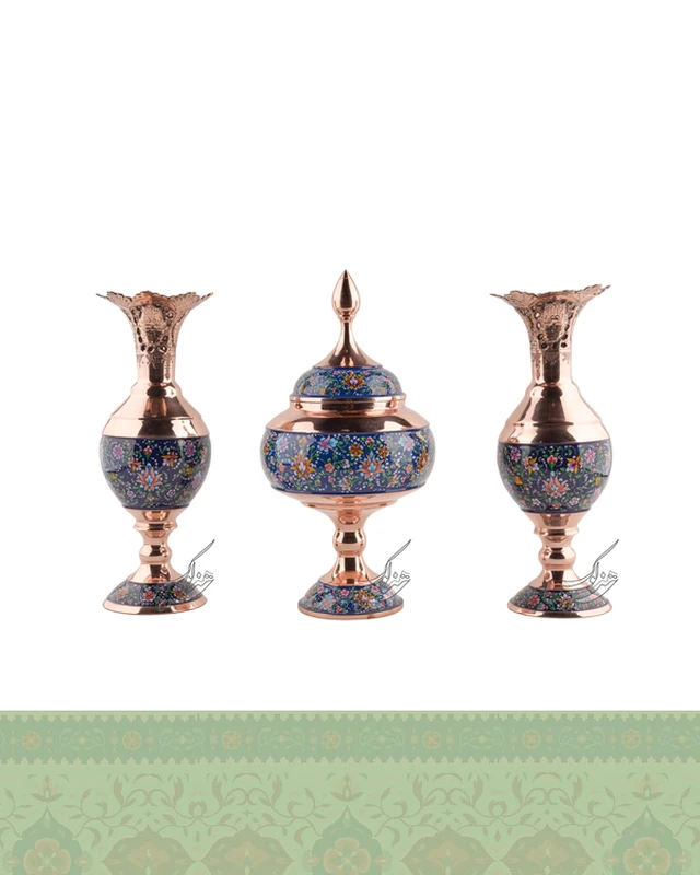 ست شکلات خوری و سنبلدان مس و پرداز