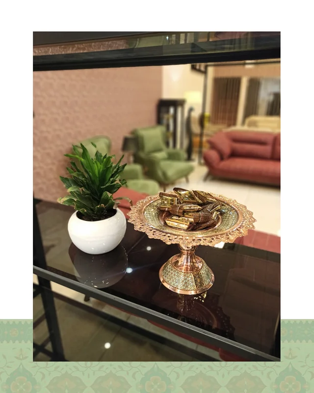 عکس شیرینی خوری مس و خاتم قطر 20
