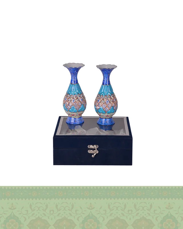 ارسال و فروش گلدان میناکاری 16 سانتی بسته دو عددی  در خارج از کشور