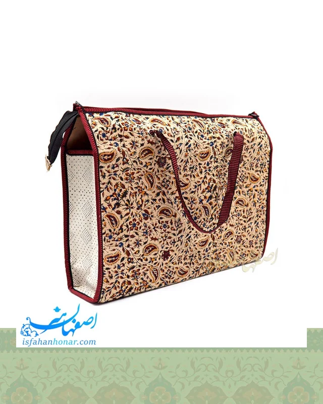 خرید کیف دستی هدیه قلمکار زیپ دار ابعاد 34×44 سانتیمتر ارزی