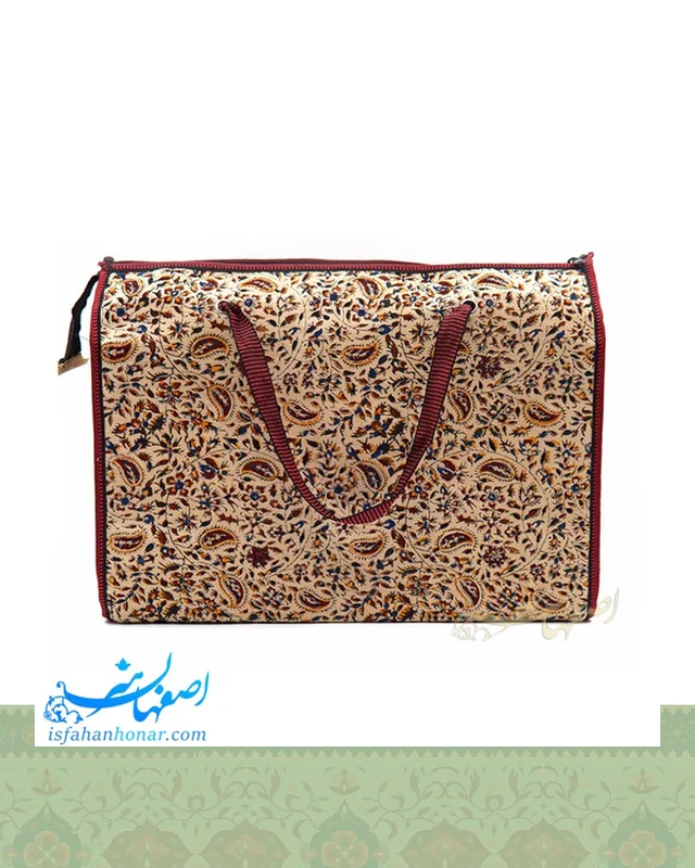عکس کیف دستی هدیه قلمکار زیپ دار ابعاد 34×44 سانتیمتر
