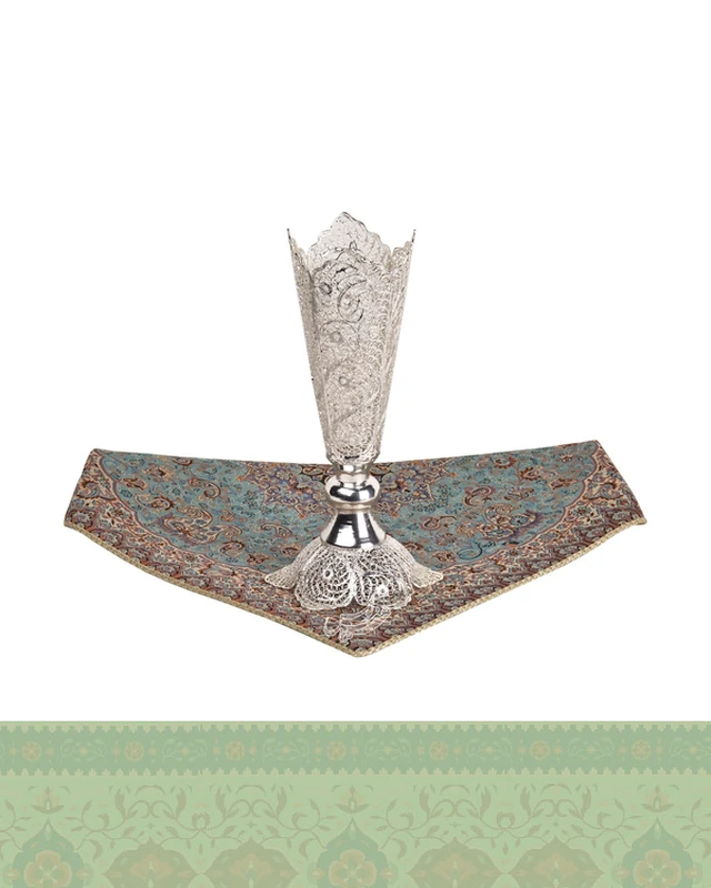 گلدان ملیله کاری روی مس کوچک موشکی