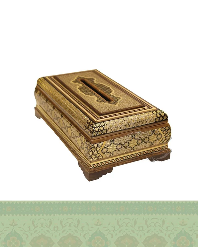 خرید سرویس جا قاشقی و سطل و کلینکس خاتم کاری از ایران