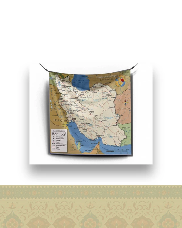 بک دراپ پارچه ای نقشه ایران کد ۰۱۷ - 50X70