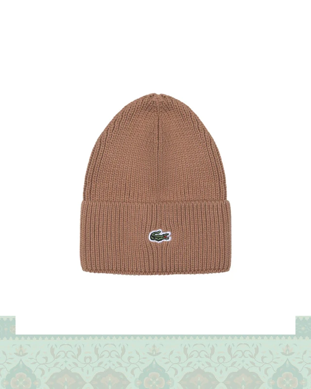 کلاه بافت آكرليك لبه برگرد گلدوزي Lacoste - خاکی