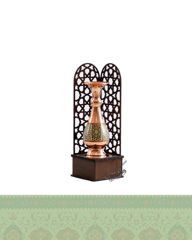 تندیس گلدان 16 مس و خاتم طرح معراج