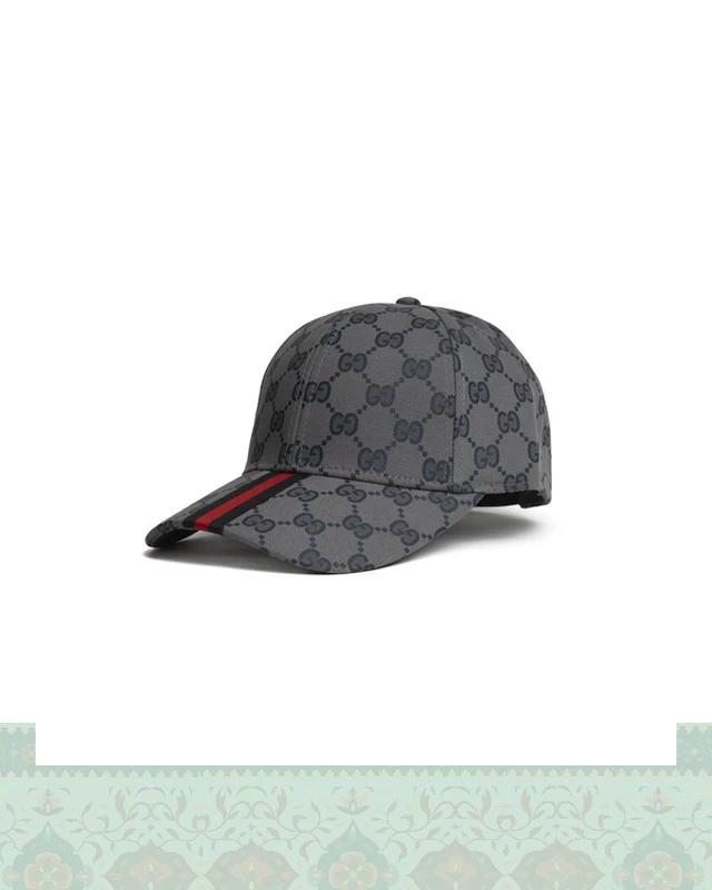 کلاه بیسبالی کتان طرح gucci نقاب خط دار - طوسی