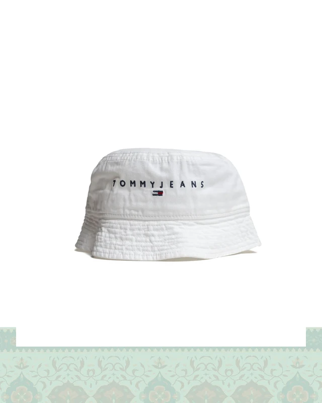 کلاه کتان باکت گلدوزی فونت TOMMY - سفید