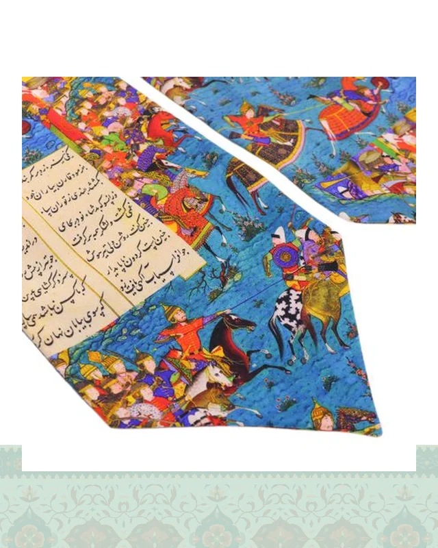 عکس دستمال گردن مردانه طرح شاهنامه زمینه آبی