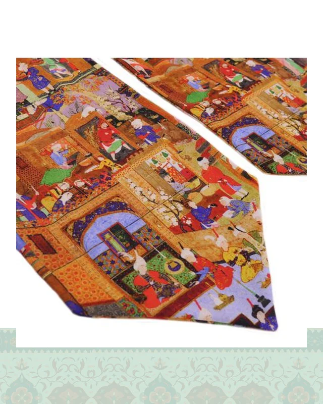 خرید دستمال گردن مردانه طرح شاهنامه نارنجی ارزی