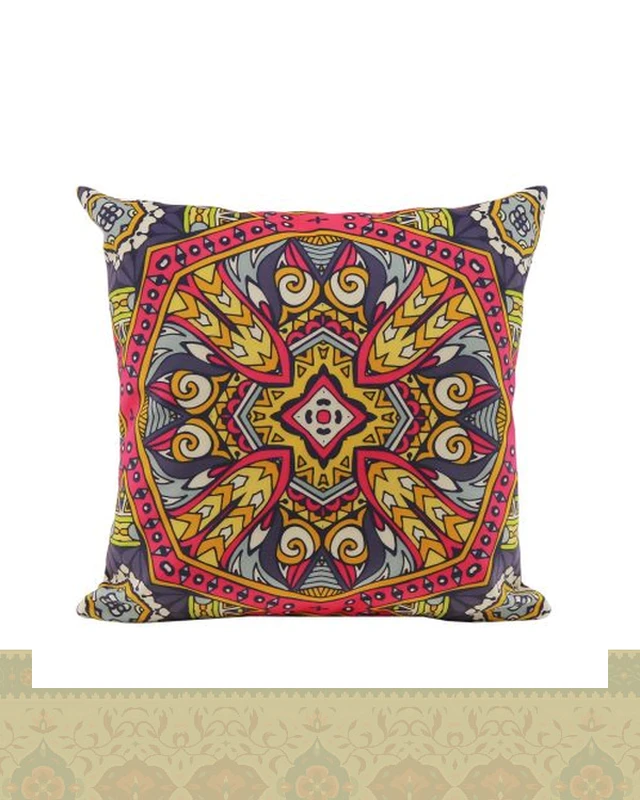 کاور کوسن طرح نقوش سنتی دودی قرمز زرد کد c127