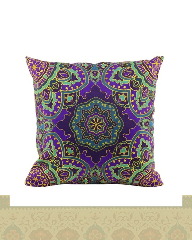 کاور کوسن طرح نقوش سنتی آبی سبز کد c129