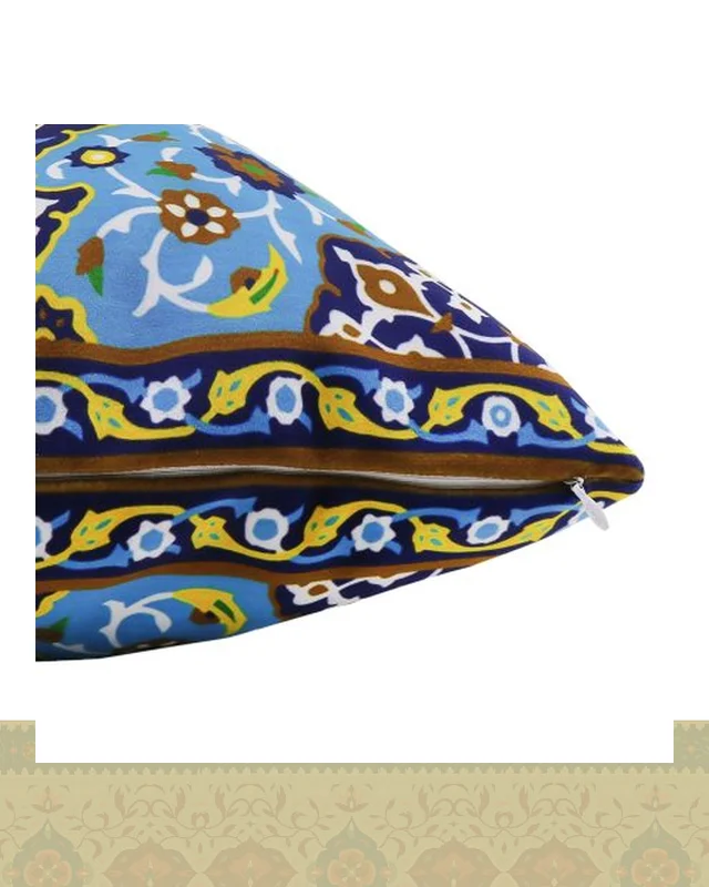 ارسال و فروش کاور کوسن طرح نقوش سنتی آبی روشن کد c132 در خارج از کشور