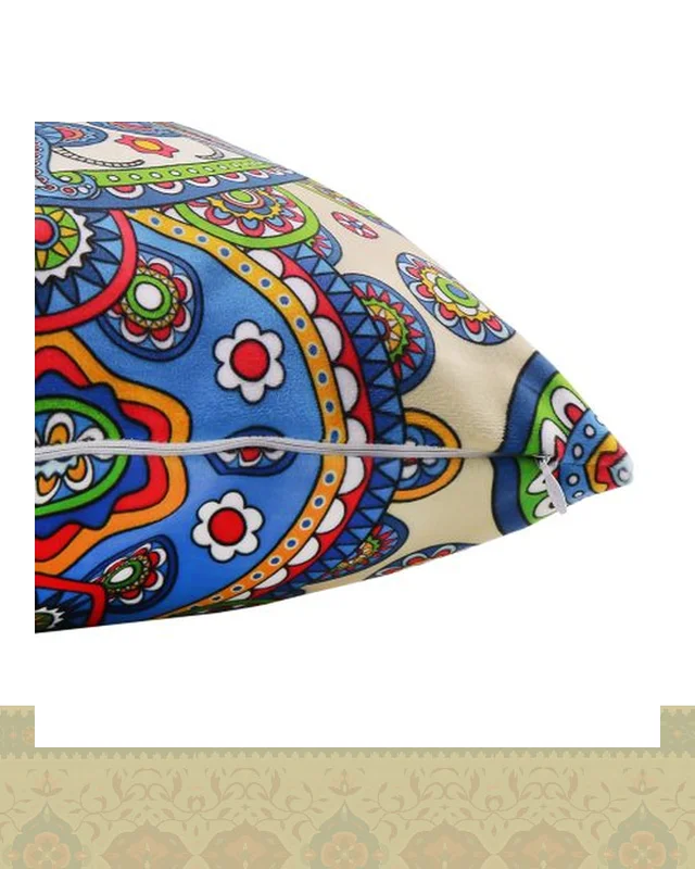 ارسال و فروش کاور کوسن طرح نقوش سنتی آبی سبز قرمز کِرِم کد c136 در خارج از کشور