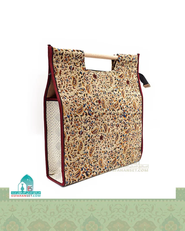 ساک قلمکار سنتی مدل دسته چوبی اندازه 43×40 سانتیمتر در دیارلند