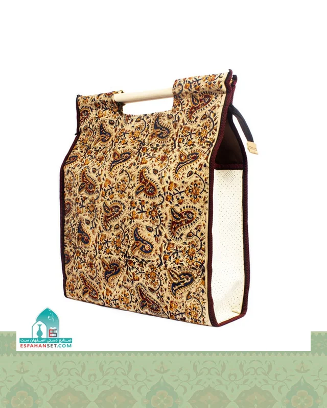 ارسالی مستقیم ساک قلمکار سنتی مدل دسته چوبی اندازه 43×40 سانتیمتر از ایران