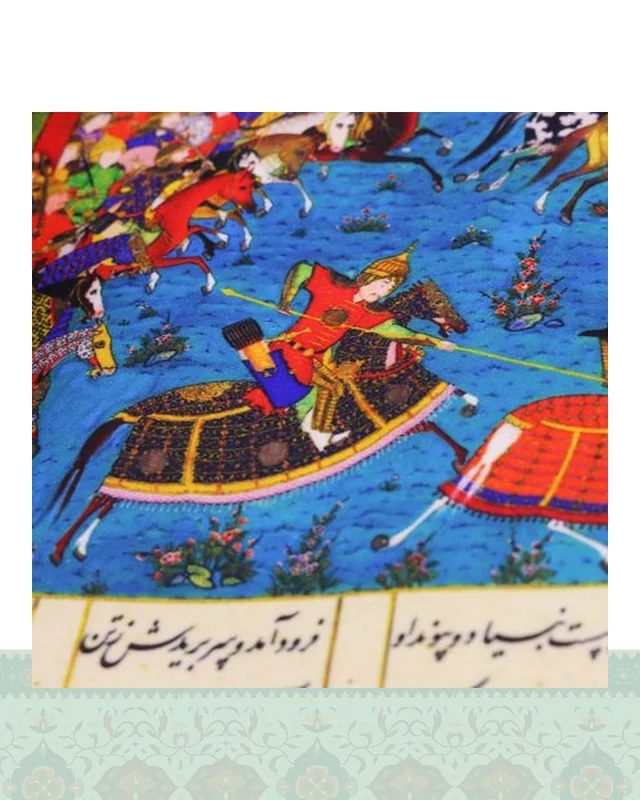 خرید کراوات مردانه طرح شاهنامه آبی ارزی