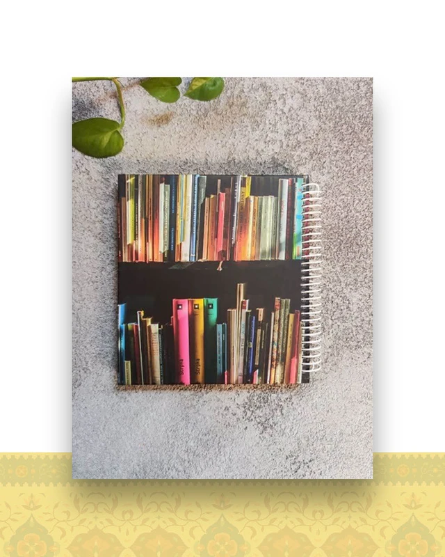 دفتر خشتی متوسط طرح کتابخانه ۱ کد ۲۳۱ - خط دار 100 برگ