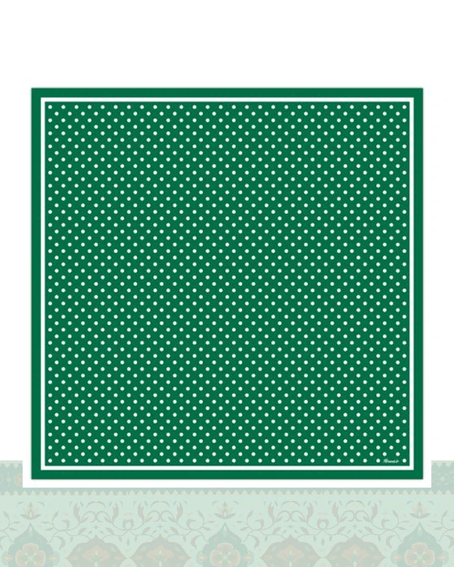 دستمال سر و گردن طرح خالخالی ریز زمینه سبز - 50x50 سانتیمترمربع