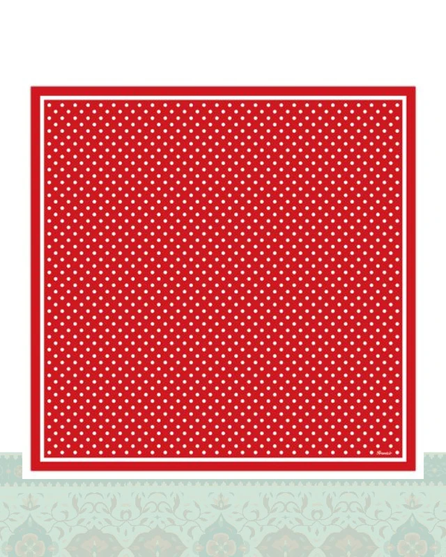 دستمال سر و گردن طرح خال‌خالی ریز زمینه قرمز - 50x50 سانتیمترمربع