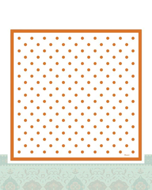 دستمال سر و گردن طرح خال‌خالی درشت نارنجی - 50x50 سانتیمترمربع