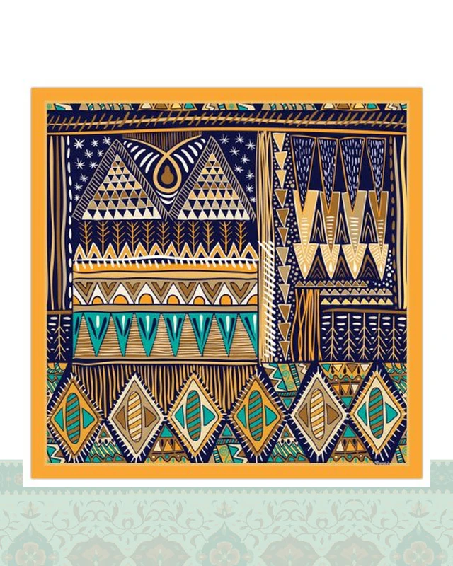 دستمال سر و گردن طرح خانه سنتی - 50x50 سانتیمترمربع