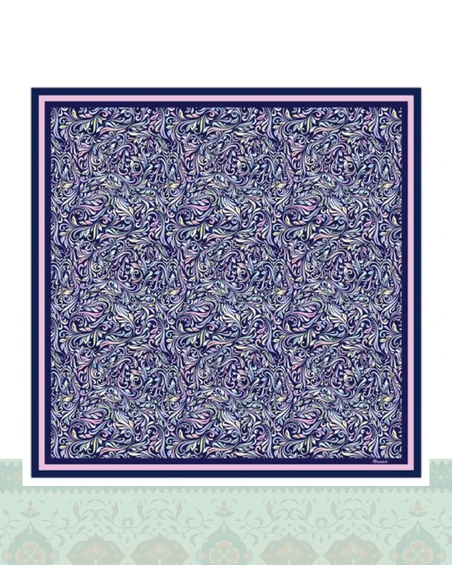دستمال سر و گردن طرح گل انتزاعی - 50x50 سانتیمترمربع