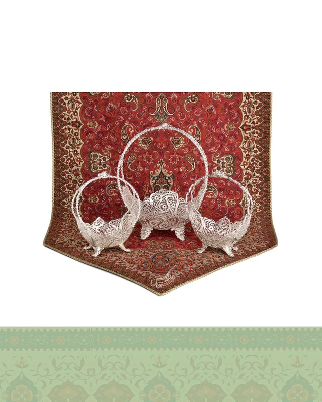 سرویس کشکول ملیله کاری دسته زنبیلی
